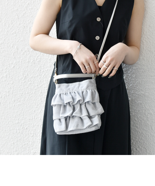 一部予約》SHIPS any: ラメ フリル ミニ ショルダー バッグ