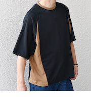 SHIPS any:〈洗濯機可能〉リブ パネル スポーティー ジャージー Tシャツ◇