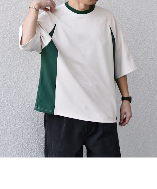 SHIPS any:〈洗濯機可能〉リブ パネル スポーティー ジャージー Tシャツ◇