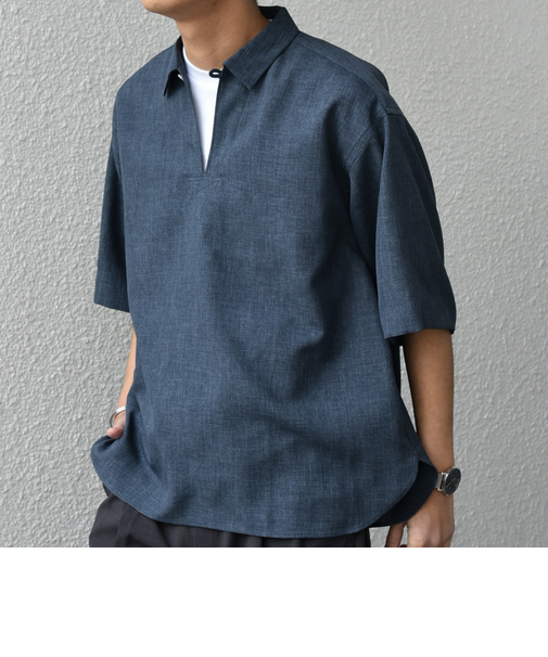 SHIPS any:〈洗濯機可能〉リネンライク スキッパー プルオーバーシャツ(セットアップ対応)◇