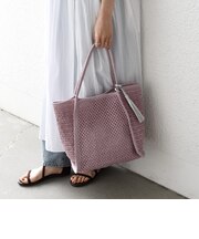 《一部追加予約》SHIPS any: タッセル 透かし編み ペーパー トート バッグ