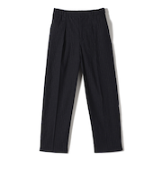 SHIPS Primary Navy Label:麻混 ストライプ ストレッチ テーパード パンツ