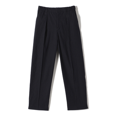 SHIPS Primary Navy Label:麻混 ストライプ ストレッチ テーパード パンツ