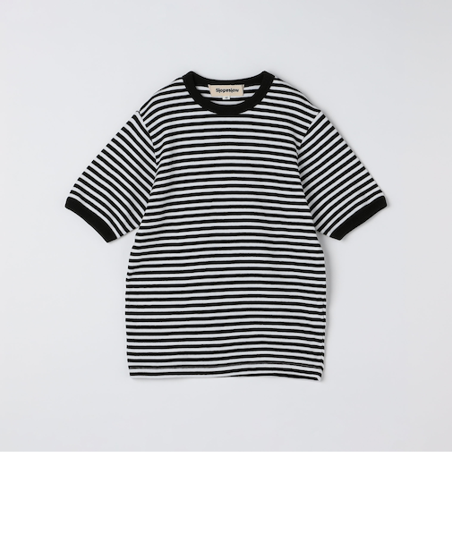 Slopeslow: Cotton interlock stripe crew neck T