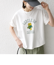 【SHIPS any別注】KNiTS:〈洗濯機可能〉ラウンドヘム プリント ショート TEE