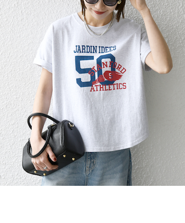 【SHIPS any別注】KNiTS:〈洗濯機可能〉ラウンドヘム プリント ショート TEE