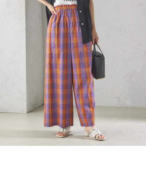 〈手洗い可能〉DEVEAUX マドラス チェック ギャザー パンツ