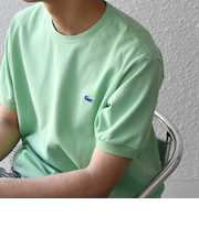 【SHIPS any別注】LACOSTE: ワンポイント ロゴ ピケ クルーネック Tシャツ 25SS◇