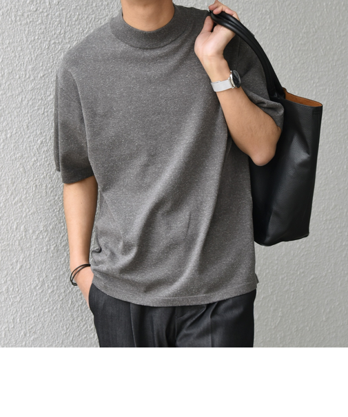 SHIPS any:〈接触冷感〉ハイゲージリネン ミックス サマーニット モックネック Tシャツ◇