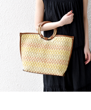 SHIPS any: マルチボーダー クロシェ ペーパー トート バッグ