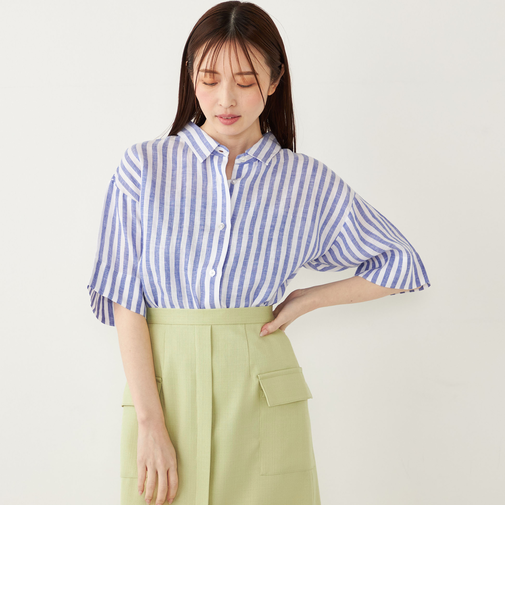 SHIPS Colors:〈洗濯機可能〉ユーロリネン (EURO Linen) ボクシー シャツ◇