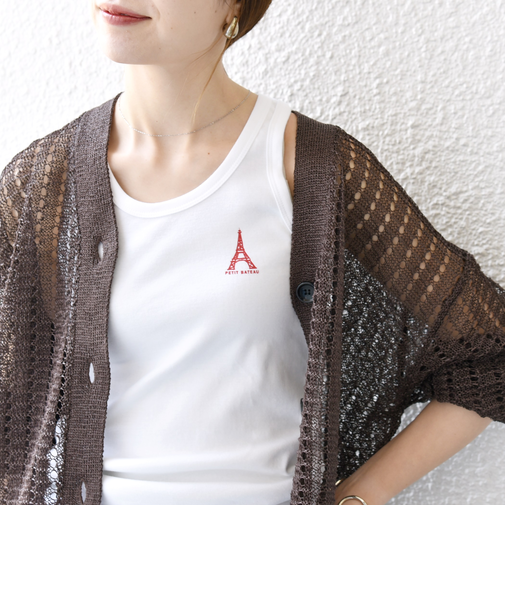 【SHIPS any別注】PETIT BATEAU: ロゴ プリント タンクトップ 25SS