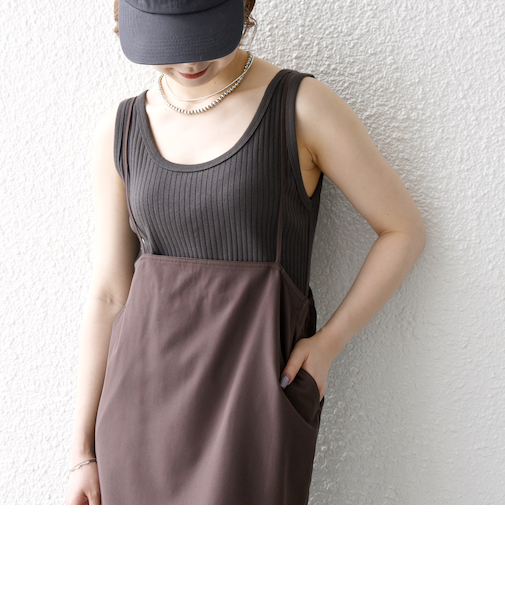 SHIPS any:〈洗濯機可能〉Iライン キャミ ワンピース × ベーシック TEE セット