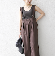 SHIPS any:〈洗濯機可能〉ドロスト ワイド サロペット × ノースリーブ TEE セット