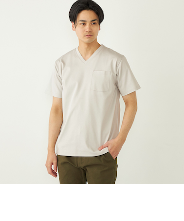 SHIPS Colors:〈接触冷感〉シルケット コットン Vネック TEE◇