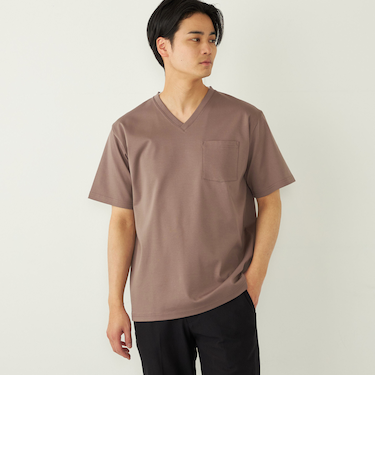 SHIPS Colors:〈接触冷感〉シルケット コットン Vネック TEE◇