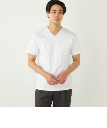 SHIPS Colors:〈接触冷感〉シルケット コットン Vネック TEE◇