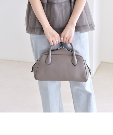 quaranciel: ダブルジップ デザイン ボストン ショルダー バッグ