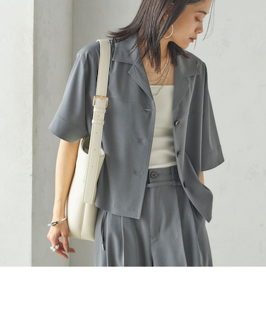 〈手洗い可能〉オープン カラー シャツ ジャケット