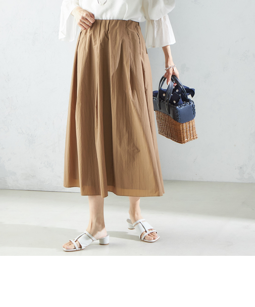 〈手洗い可能〉ライト タフタ タック フレア スカート