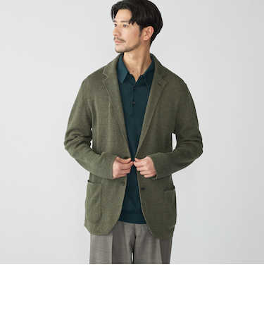 【SHIPS別注】FLY3: コットン/リネン ヘリンボーン ニット ブレザー