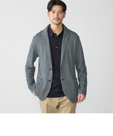 【SHIPS別注】FLY3: コットン/リネン ヘリンボーン ニット ブレザー