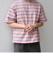 【SHIPS any別注】sports wear: レトロ カラー ボーダー Tシャツ◇