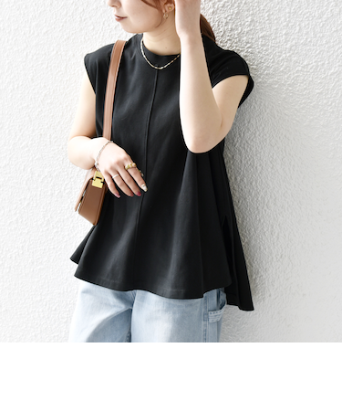 SHIPS any:〈接触冷感/汗染み防止加工/洗濯機可能〉Aライン フレンチスリーブ TEE
