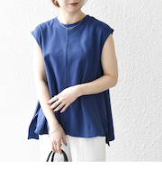 SHIPS any:〈接触冷感/汗染み防止加工/洗濯機可能〉Aライン フレンチスリーブ TEE