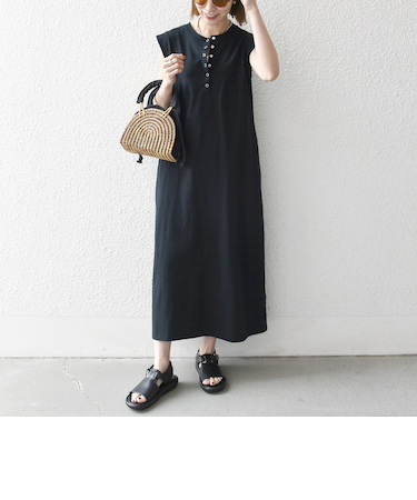 SHIPS any:〈洗濯機可能〉USAコットン ヘンリーネック Aライン ワンピース