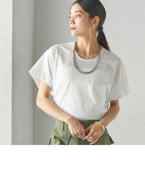 【SHIPS別注】assiette:〈手洗い可能〉プレミアム 天竺 Uネック TEE