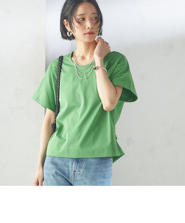 【SHIPS別注】assiette:〈手洗い可能〉プレミアム 天竺 Uネック TEE