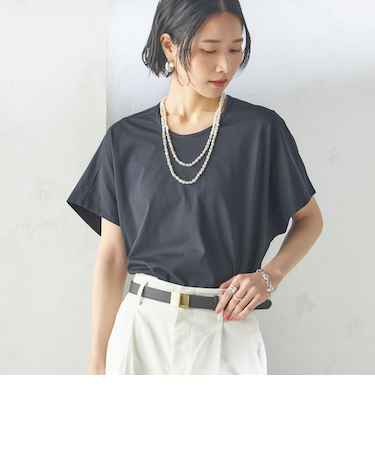 【SHIPS別注】assiette:〈手洗い可能〉プレミアム 天竺 Uネック TEE