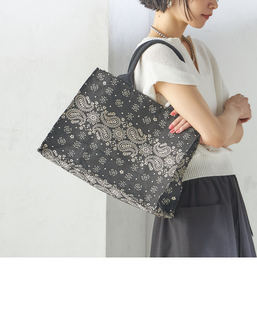 【SHIPS別注】BINDU:ジャカード バンダナ 横型 トート バッグ