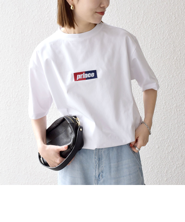 【SHIPS any別注】prince:〈吸水速乾/UVカット/遮熱〉ボックス ロゴ 刺繍 スピンドル Tシャツ◇