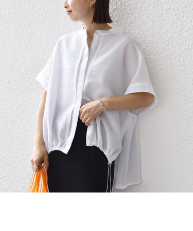 《一部追加予約》〈手洗い可能〉サッカー 裾 ドロスト ドルマン ブラウス