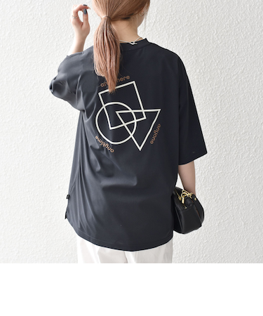 SHIPS any:〈撥水加工〉Teflon EcoElite(TM) 刺繍 バックプリント ロゴ Tシャツ◇