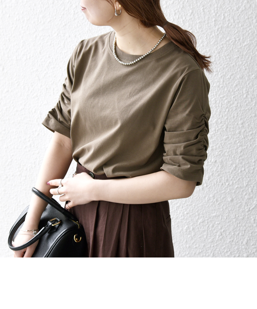 SHIPS any:〈UVカット/接触冷感/吸水速乾/洗濯機可能〉USAコットン ギャザー TEE