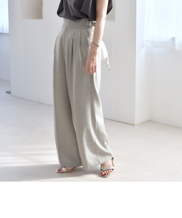 quaranciel:〈洗濯機可能〉ウーステッド ハイウエスト グルカ ワイド パンツ