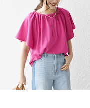 SHIPS any:〈UVカット/接触冷感/吸水速乾/洗濯機可能〉USAコットン フレア TEE