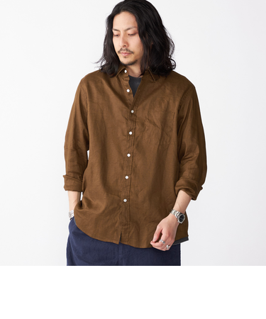 SHIPS: フレックスリネン レギュラーカラー  ロングスリーブ シャツ