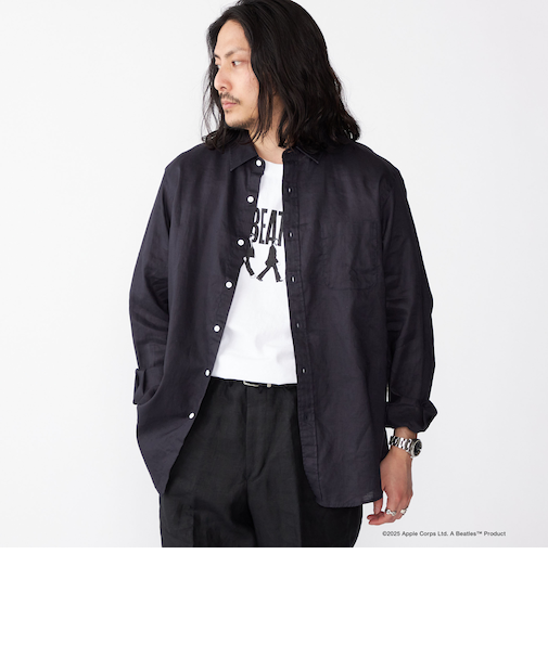 SHIPS: フレックスリネン レギュラーカラー  ロングスリーブ シャツ