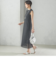 〈手洗い可能〉Broche スクエア レース Iライン ワンピース