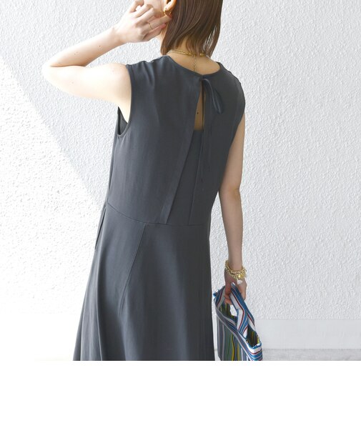 〈洗濯機可能〉ローラバイオ バック リボン フレア ジャージー ワンピース