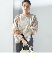 〈手洗い可能〉シルク混 シャイニー フリル スリーブ ブラウス