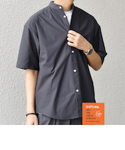 SHIPS any: 360° THE CIRCLE STRETCH バンドカラー シャツ(セットアップ対応)◇