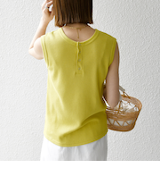 SHIPS any:〈洗濯機可能〉ワッフル ヘンリーネック 2WAY ノースリーブ TEE