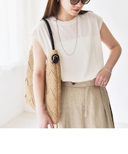 quaranciel:〈接触冷感/手洗い可能〉フレンチスリーブ ベーシック シアー ニット プルオーバー