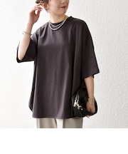 《一部予約》SHIPS any:〈接触冷感/汗染み防止加工/洗濯機可能〉ラウンドヘム クルー ビッグ TEE