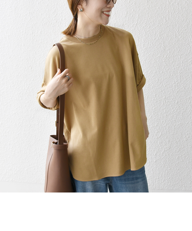 SHIPS any:〈接触冷感/汗染み防止加工/洗濯機可能〉ラウンドヘム クルー ビッグ TEE